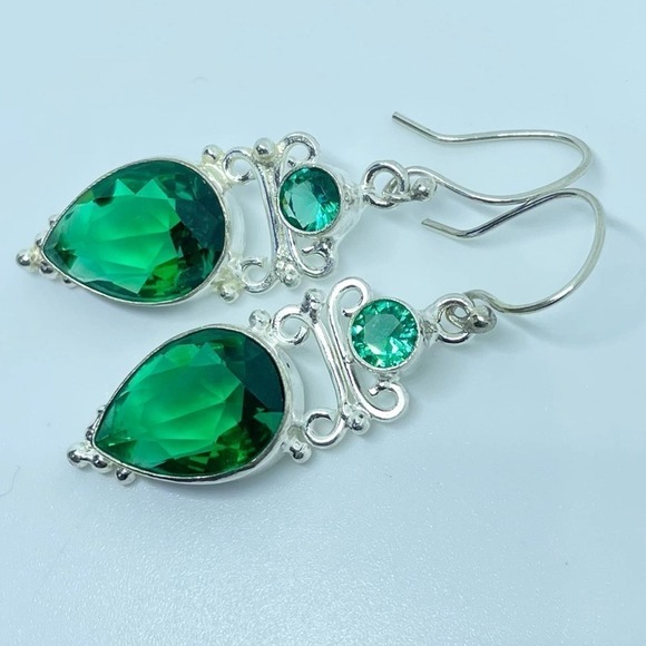 Sterling Silver Jeweled Dangle Earrings - Picture 11 of 17